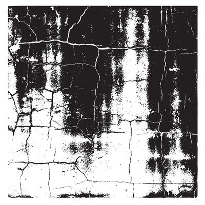 Abstract black and white illustration of a distressed cracked grunge textured wall for background elements and graphic designs