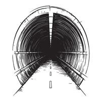 Perspective view of tunnel hand drawn with a simple design on a white background suitable for various creative projects vector