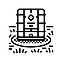 burned grass near containers chemical pollution line icon illustration vector