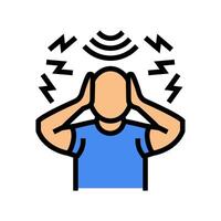 person covering ears due loud noise color icon illustration vector