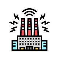 factory visible sound waves coming out of exhausts color icon illustration vector