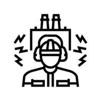 worker using ear protection noisy factory line icon illustration vector