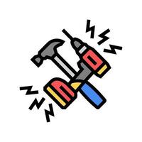 loud construction work hammering drilling sounds color icon illustration vector