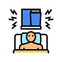person trying sleep loud noise outside color icon illustration vector