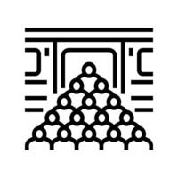 crowded public transportation platform line icon illustration vector