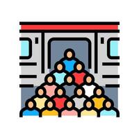 crowded public transportation platform color icon illustration vector