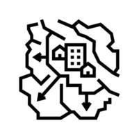 expansion of city borders map line icon illustration vector