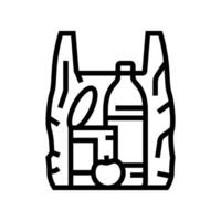 minimal groceries shopping bag line icon illustration vector