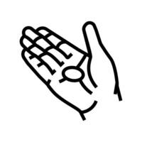 single coin open palm line icon illustration vector