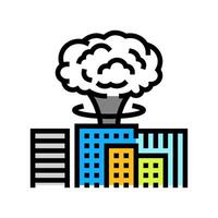 fallout on city skyline radioactive pollution color icon illustration vector