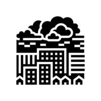 dangerous glowing cloud over city radioactive pollution glyph icon illustration vector