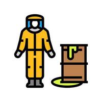 person hazmat suit near spill radioactive pollution color icon illustration vector