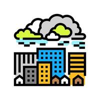 dangerous glowing cloud over city radioactive pollution color icon illustration vector