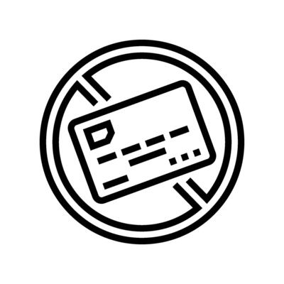 crossed out credit card line icon illustration