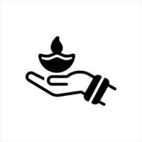 Solid icon diya-on-hand vector