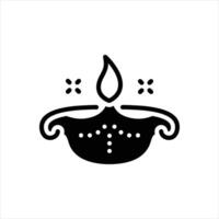 Solid diya icon vector