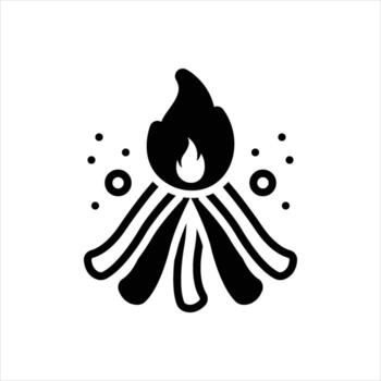 Solid icon bonfire vector