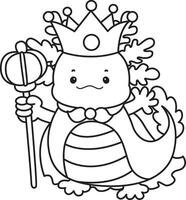 Outline of axolotl with prince costume. Coloring pages of Funny pink axolotl in daily routine stickers. vector