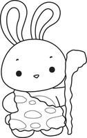 Outline of bunny with ancient outfit. Coloring pages of cute bunny icon. vector
