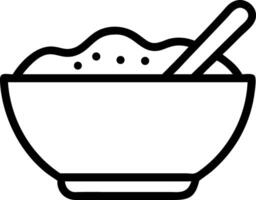 Outline Illustration Of A Bowl Of Porridge With A Spoon vector