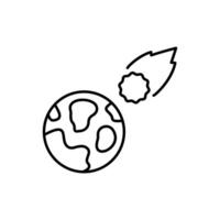 Meteorite by Earth or Globe Outline Linear Image for Graphic and Web Design, Apps, Adverts, Various Cards vector