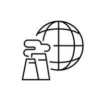 Factory by Earth or Globe Minimalistic Line Icon for Web and Graphic Design, Apps, Banners, Social Network and Cards vector
