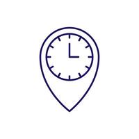 Clock in Map Pin Outline Picture for Graphics and Web Design, Apps, Adverts, Various Cards vector