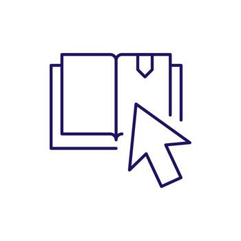 cursor y libro minimalista Delgado icono para web y gráfico diseño, aplicaciones, pancartas, social red y tarjetas vector