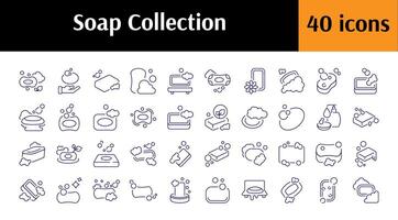 Soap Line Icon Bundle. Minimalistic Linear Pictogram for Web and Graphic Design, Apps, Banners, Social Network and Cards vector