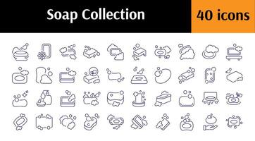 Simple Linear Icon of Soap. Minimalistic Linear Pictogram for Web and Graphic Design, Apps, Banners, Social Network and Cards vector