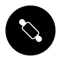 Minimalist depiction of a rolling pin icon in a black circle for baking projects vector