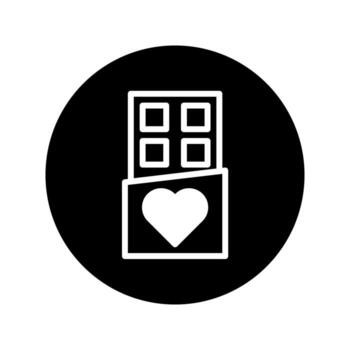 Minimalist chocolate bar icon design featuring a heart emblem inside a dark circular frame ideal for various themes vector