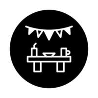 Minimalist celebration illustration featuring a table with party decorations suitable for various design projects and social media vector