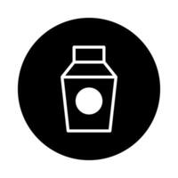 Minimalist bottle icon design showcasing a simple container silhouette on a black circular background illustration vector
