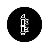 Minimalist bamboo stalk illustration featuring a white outline against a solid black circular background creating a zen vibe vector