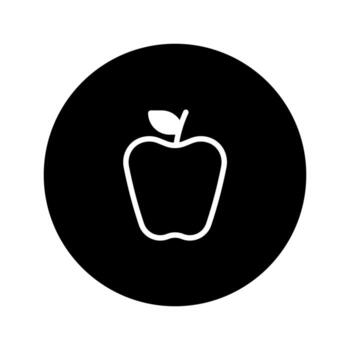 Minimalist Apple Icon Design Encapsulated in a Black Circular Button for Graphic Design Purposes vector