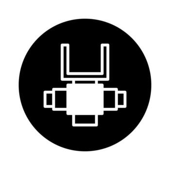 Minimalist abstract robot head icon design with geometric shapes and monochrome color palette on a dark background vector