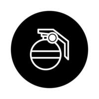 Isolated icon illustration of a grenade explosive device in a black circle emblem background vector