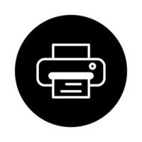 Icon of a printer inside a circular shape emphasizing the concept of printing and document preparation vector