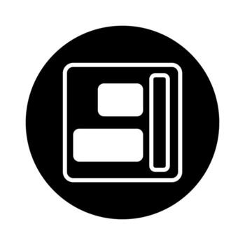 Icon depicting website layout design on black background showcasing digital interface for web development and programming vector