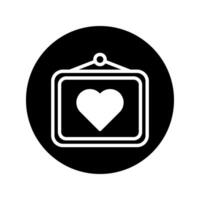 Heartfelt icon inside a framed artwork in monochrome style for design resources and projects with love theme vector
