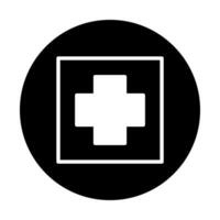 Healthcare assistance emergency service symbol logo design for medical care and treatment application in black and white vector