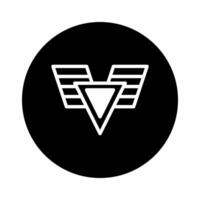 Geometric emblem design in black circle backdrop creating a minimalist logo template and pattern concept vector