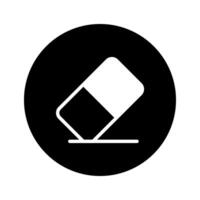Eraser tool icon design for graphic editing applications in white color with black circle background illustration vector