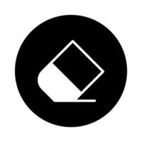 Eraser icon design on a black background signifying mistake correction or cleanup in digital interface vector