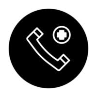 Emergency medical assistance lifeline symbolized by phone icon with cross and black background for healthcare solutions vector