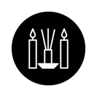 Elegant minimalistic graphic featuring two lit candles flanking a reed diffuser for relaxation vector