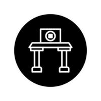 Elegant minimalist workspace icon highlighting modern desk design and professional productivity in a simple black and white style vector