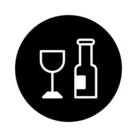 Elegant minimal black and white image representing a wine glass and bottle ideal for bar menu vector
