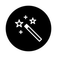 Elegant magic wand icon with stars and sparkles on black background for creative designs vector